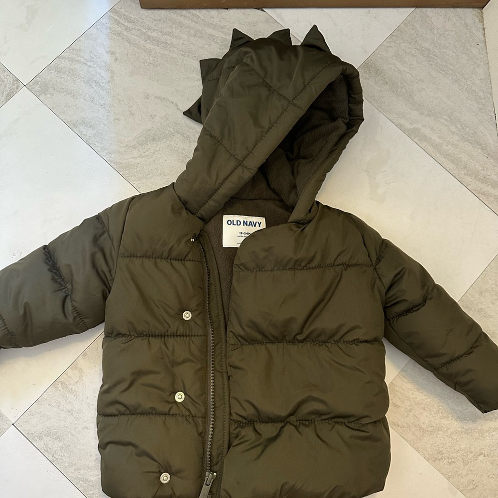 Old Navy Toddler Olive Green Puffer Jacket